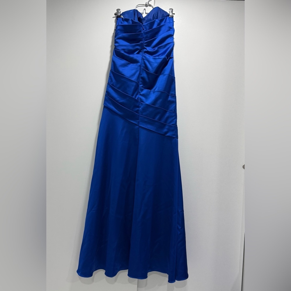David's Bridal womens Royal Blue Strapless Maxi Dress Size 8 - Picture 3 of 14